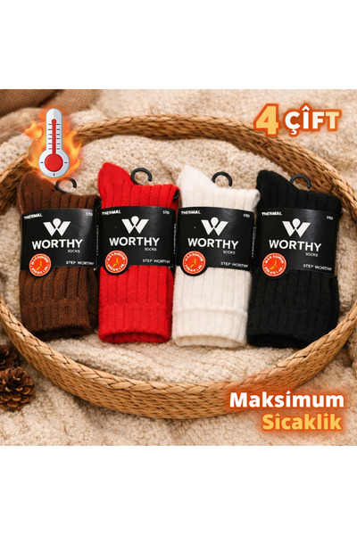 çorapkolik 4 Pairs Thick Maximum Warmth Socks Set 4 Pairs