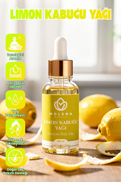 MOLENA BİTKİSEL Premium Limon Kabuğu Yağı 20 ml – Canlandırıcı, Arındırıcı ve...