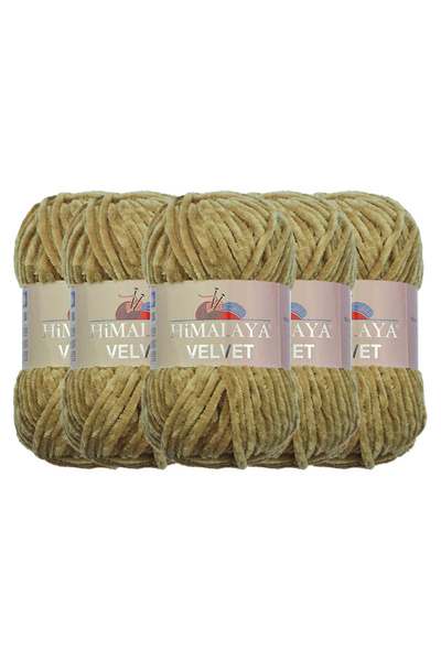 Himalaya Velvet Velvet Knitting Yarn, White 90001, 5X100 Grams, 5 Skeins