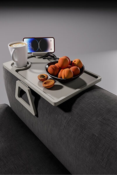 Wooden Studio Telefon Tutuculu Doğal Ahşap Koltuk Sehpası | Yan Sehpa | Koltu...