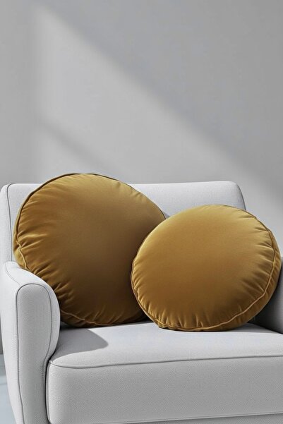 JACA Yuvarlak Daire Görünümlü Büyük Boy Yastık Kadife Yumuşak Kumaş İç Dolgul...