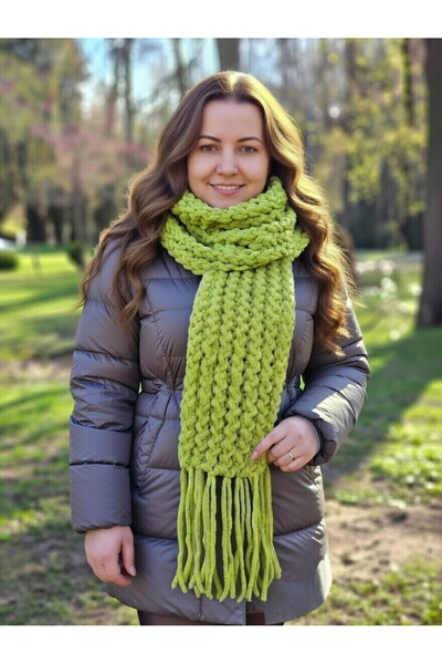 Patiska Tasarım Thick Velvet Yarn Hand-Knitted Scarf 17X165 cm – Soft Texture...