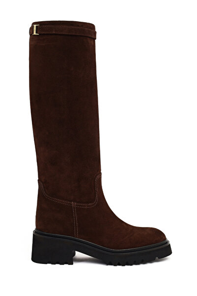 Derimod حذاء نسائي من الجلد السويدي ذو نعل سميك وسحاب بني اللون 25WFD102010