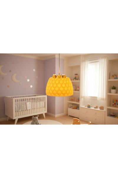 Atsutech Arılı Petek Avize – Çocuk Odası | Sevimli Arı Figürlü Bal Peteği Sar...