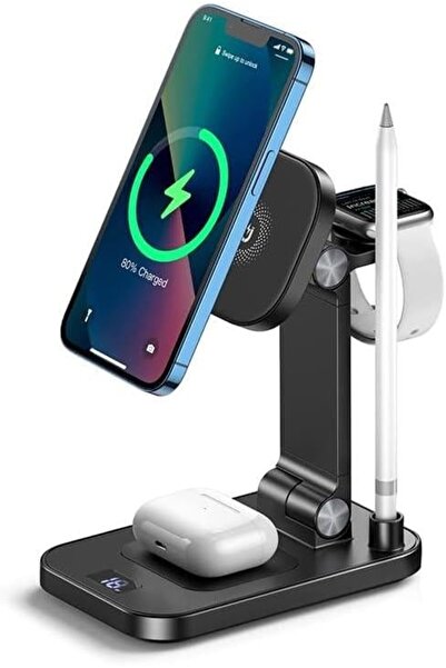 Xo 4'ü 1 Arada Manyetik Kablosuz Hızlı Şarj İstasyonu ve Katlanabilir Telefon...