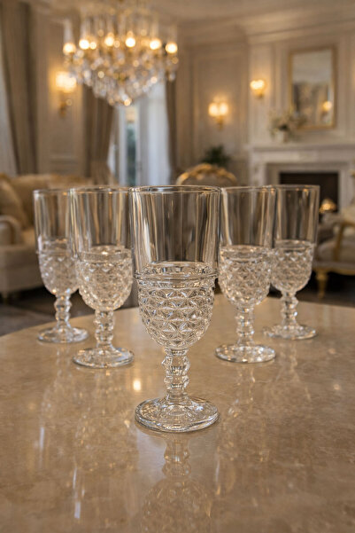 Mutfiko Premium Footed Glass Cup Set 220 ml – Luxury Crystal Patterned Coffee...