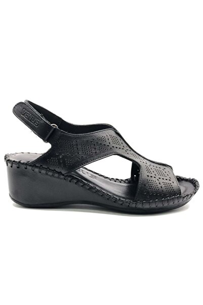 Venüs Somali Genuine Leather Comfort Orthopedic Women's Sandals Black