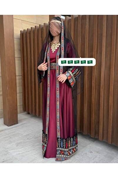 SILA fashion Traditional design jalabiya in burgundy color