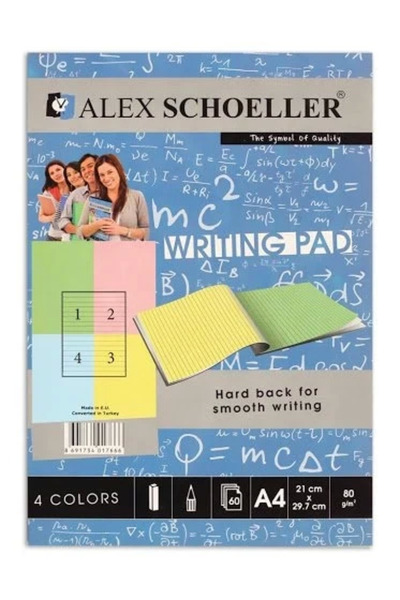 Alex Schoeller Colorful Notepad Checkered 80Gr A4 60Yp Alx 888