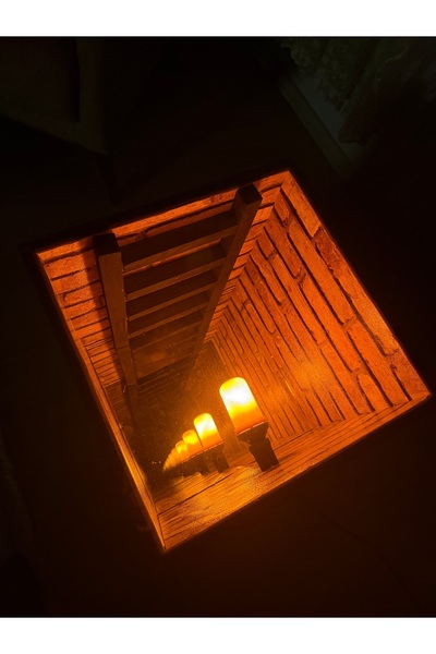 GÖKAS DESİGN Atlantik Çam Renk 3 Modlu Alev Efektli Sonsuzluk Ahşap Cam Sehpa