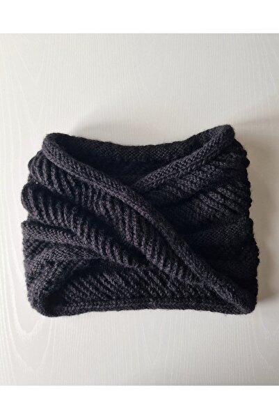 Hobi Kafe Hand Knitted Black Color Neck Collar for Women