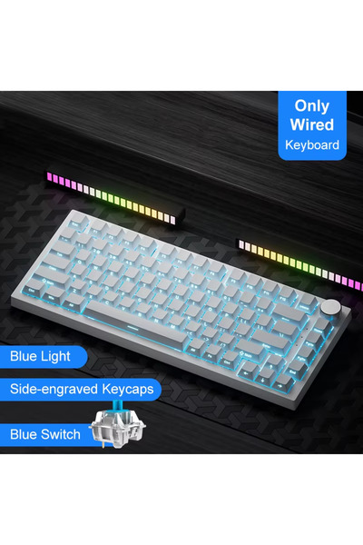 Ajazz لوحة مفاتيح ميكانيكية لاسلكية AK820 White1 AK820/Pro بتقنية البلوتوث 5....