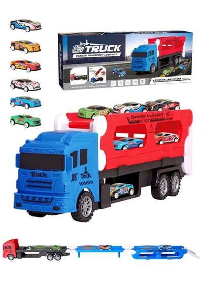 Generic Truck toy alloy transport truck toy set, includes 6 alloy cars and a ...