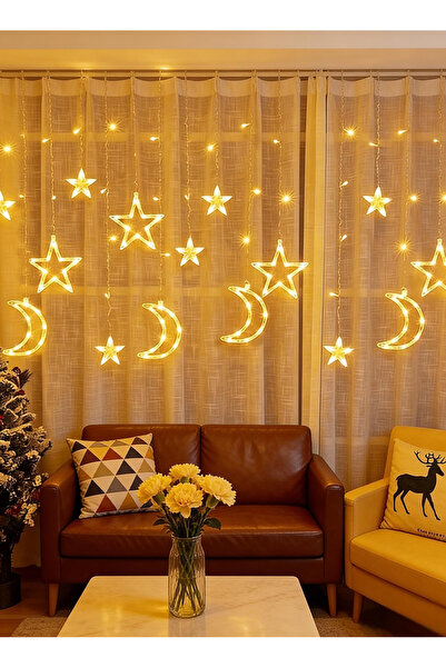 Pomefar ديكورات رمضان - أضواء LED رمضانية بـ 8 أوضاع، سلسلة على شكل نجمة وقمر...