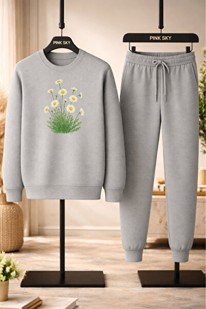 HOFFNUNG Daily Hooded Top and Sweatpants Set - Solid Color Daisy Flower Full ...