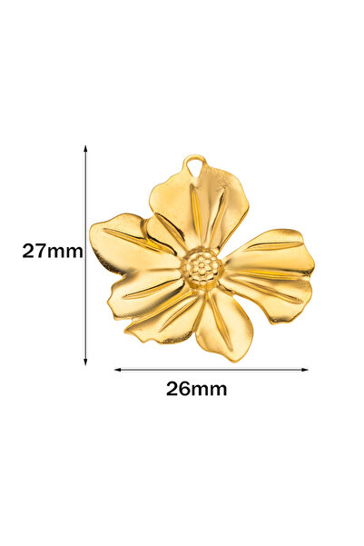 Choice Gold 26x27mm 5pcs Large Stainless Steel Flower Charms Pendants Bulk fo...