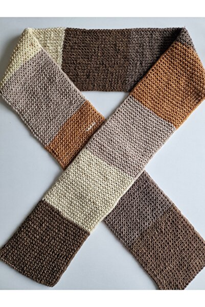 Hobi Kafe Hand Knitted Men's Scarf in Brown Tones in Different Colors