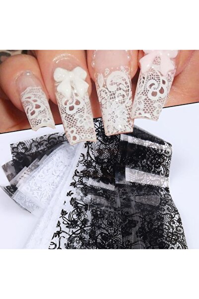 Choice LS-01 ١٠ أوراق من رقائق تزيين الأظافر الدانتيلية، ملصقات أظافر بيضاء و...