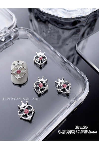 Choice 10 قطع M 54 10 قطع/كيس أظافر فاخرة من سبيكة معدنية فضية وردية مرصعة با...