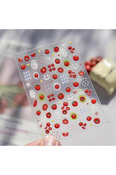 Choice NK-to5188 قطعة واحدة ملصق أظافر بتصميم طماطم عصيرية خماسية الأبعاد رائ...