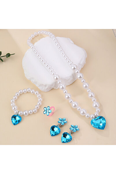 Choice blue 5Pcs Children's Pearl Jewelry Set Imitation Necklace Bracelet Ear...