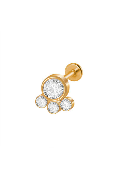 Choice حلق لابريت مطلي بالذهب عيار 1.2 × 8 مم، قطعة واحدة، من الفولاذ الجراحي...