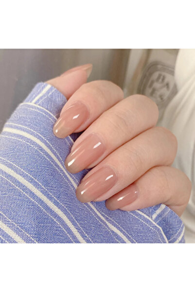 Choice Y058 طقم أظافر صناعية بلون البشرة، 24 قطعة، طويلة، فرنسية، لوزية، على ...