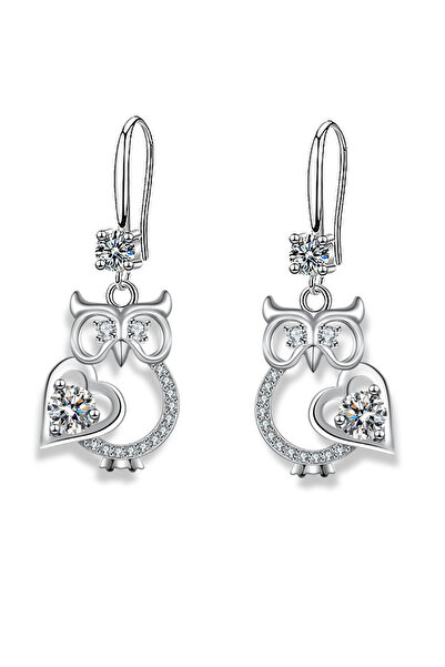 Choice3 White Cute Owl Drop Earrings For Women Silver Color Blue Yellow Red G...