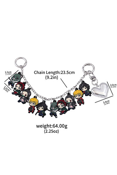 Miniso black Anime Demon Slayer Keychain Tanjiro Nezuko Metal Role-playing Ca...