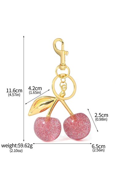 Choice7 K00858-02 Delicious Crystal Red Pink Cherry Keychain Summer Fruits Ch...