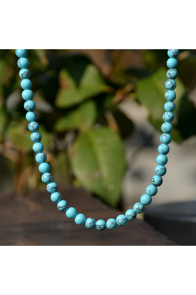 Choice قلادة من حجر الفيروز الطبيعي، قطعة واحدة، 6 مم، بتصميم بوهيمي ملون، مص...