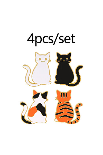 Choice 15 دبوسًا مطليًا بالمينا على شكل قطط سوداء لطيفة، بروش على شكل نبات عص...