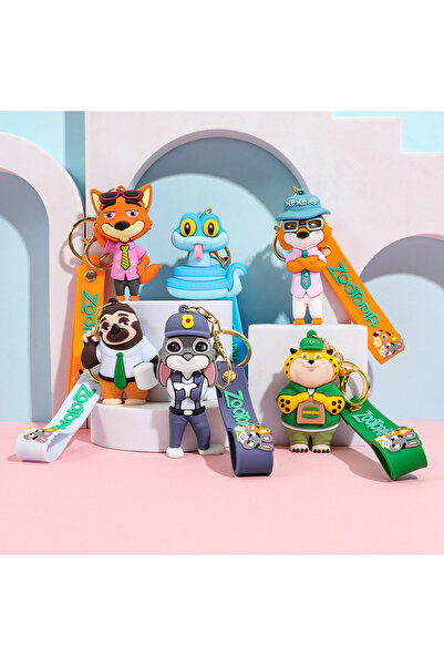 Choice سلسلة مفاتيح مكونة من 6 قطع، 6 سم، لشخصيات زوتوبيا 2، مصنوعة من مادة P...