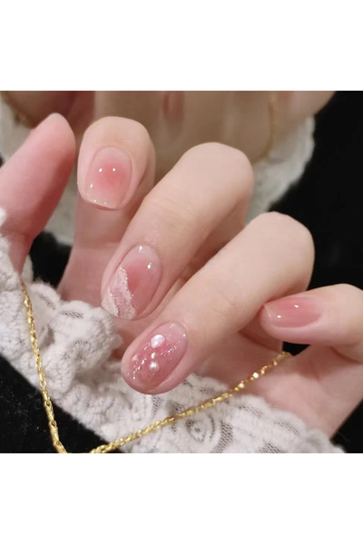 Choice QHR486 مجموعة أظافر فرنسية قصيرة بتصميم بسيط مكونة من 24 قطعة مع جل وا...