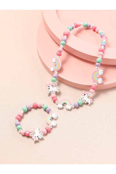 Choice1 QT052-02 2Pcs Children Girls Wooden Animal Pendant Necklace with Brac...