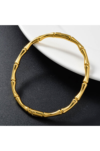 Choice ZE-SB0233 New Stainless Steel Bamboo Cuff Closed Bracelet Women 18k Go...