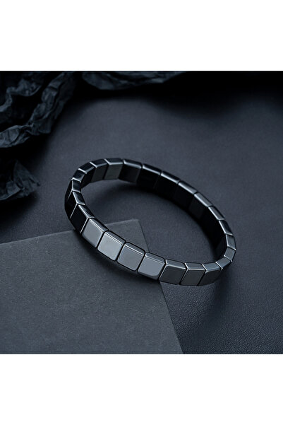 Choice A2 Hot Sale Fashion Hematite Black Gallstones Elastic Square Bead Brac...