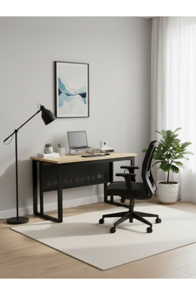 BEC16 Modern 120cm Office Desk - Sturdy metal design with a sophisticated woo...