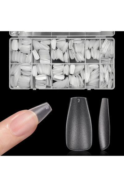 Choice أطراف أظافر شفافة على شكل لوز/تابوت/مربع - متوسطة/قصيرة الطول، غير لام...