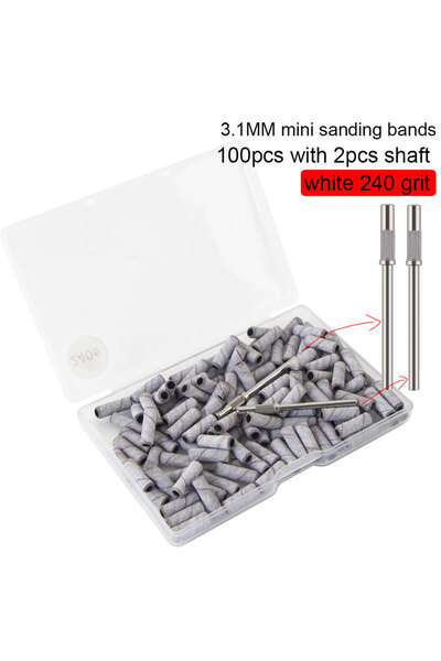 choice2 مجموعة من 100 شريط صنفرة صغير أبيض بدرجة خشونة 240، مقاس 3.1 مم، مع ق...