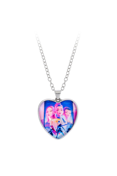 Miniso XL3430 Kpop Demon Hunters Fashion Peach Heart Necklace with Colorful H...
