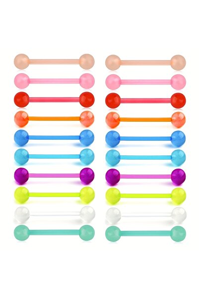 Choice Mix Color 14G 1.6X16mm Body Tongue Rings Straight Barbell A Set of 20p...