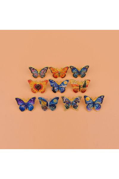 Choice 17 دبوسًا من المينا على شكل فراشة ليلة مرصعة بالنجوم، دبابيس خياطة عتي...