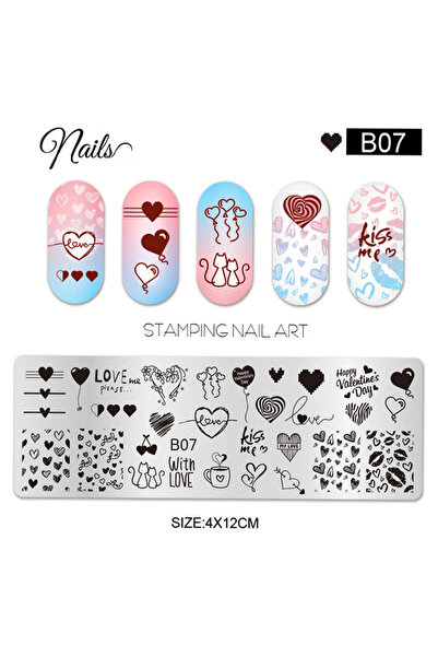 Choice B-07 لوحة ختم أظافر لعيد الحب، لوحة فن الأظافر على شكل وردة وقلب حب، م...