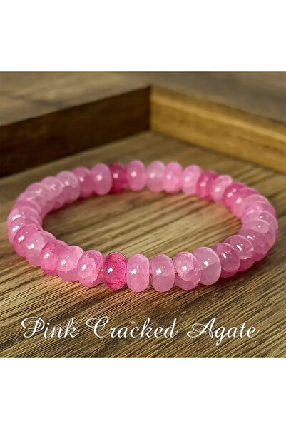 Choice سوار أنيق من العقيق الوردي بطول 18 سم، قطعة واحدة، مضاد للقلق والاسترخ...