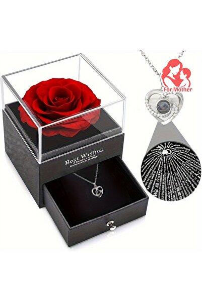 Choice A Permanent Rose Gift Box with Necklace, for Mom, Lover, Couple, Best ...