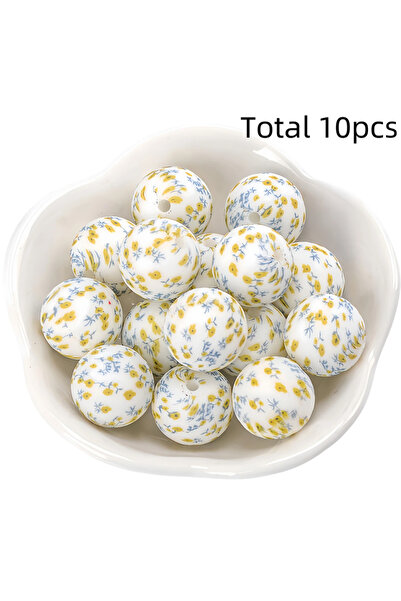 Choice5 10 قطع من خرز السيليكون مقاس 15 مم (8 أو 10 قطع) بأنماط مطبوع متنوعة،...