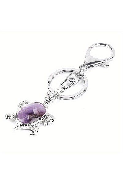 Choice Amethyst Sea Turtle Natural Crystal Stone Keychain Gemstone Chakra Key...