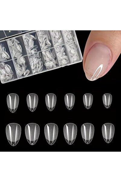Choice ٦٠٠ طرف أظافر صناعية قصيرة على شكل لوزة، مصنوعة من الأكريليك الشفاف شب...
