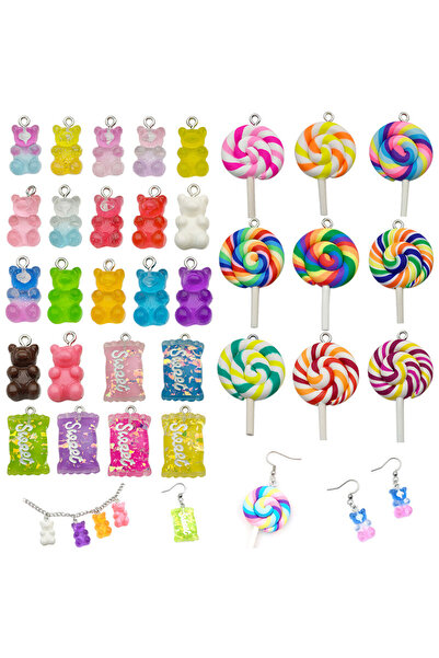 Choice مجموعة متنوعة من 32 قطعة من مصاصات الراتنج الصناعي، وتعليقات الدببة ال...